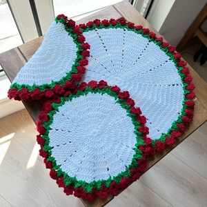 Set Of 3 Hand Knit Coasters